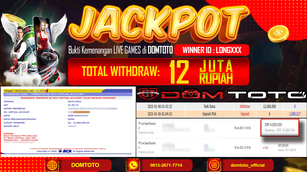 JACKPOT LIVE GAME SPEED BACCARAT 06 JANUARI 2025